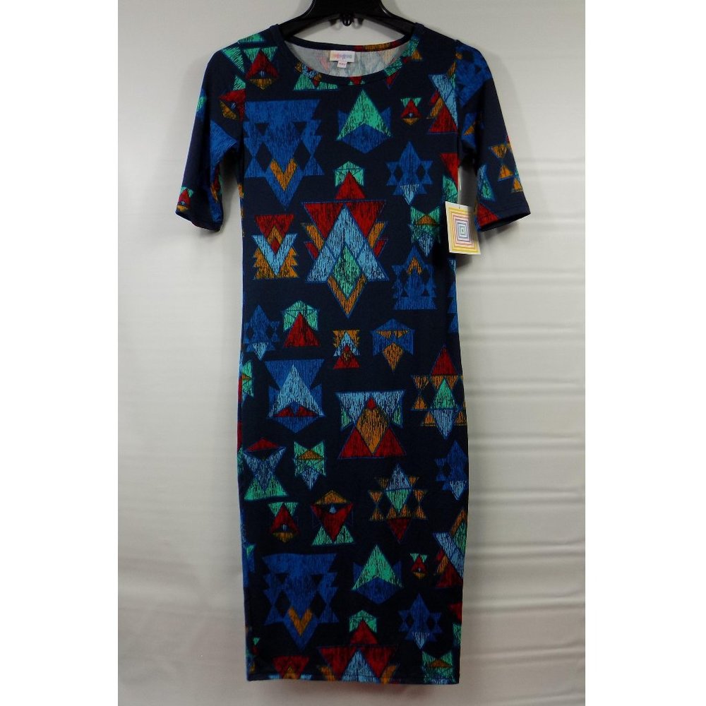 LuLaRoe Julia Geometric Pattern Dress Size XXS NWT